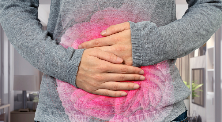 Woman with upset stomach